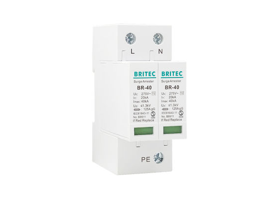 Tipo del pararrayos de la baja tensión del sistema del TN 40kA 2P - dispositivo de protección contra sobrecargas 2