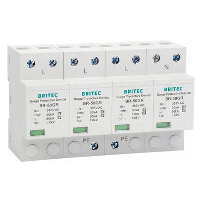 Dispositivo de protección contra sobretensiones BRITEC 50kA con aprobación TUV/CE/ROHS con supresor de picos de onda 10/350 SPD