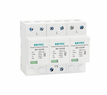 Dispositivo de protección contra sobretensiones BRITEC 50kA con aprobación TUV/CE/ROHS con supresor de picos de onda 10/350 SPD