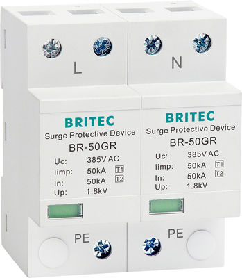 Dispositivo de protección contra sobretensiones BRITEC 50kA con aprobación TUV/CE/ROHS con supresor de picos de onda 10/350 SPD