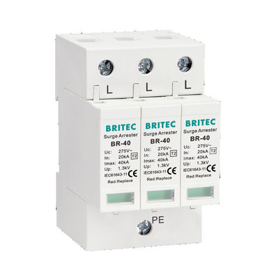 Tipo de BR-40 1P - 2 monofásico SPD del protector de sobretensiones 40kA 275V del dispositivo de protección contra sobrecargas