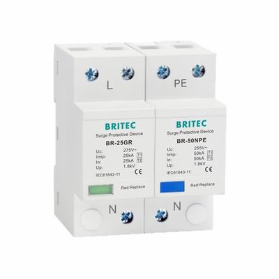 25kA Tipo 1 Protector de sobretensiones 275V T1 10/350us Dispositivo de protección contra sobretensiones