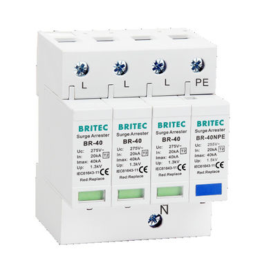 BR-40 4P 20kA - 200kA Protección contra sobretensiones Dispositivo contra sobretensiones Arrestores Spd Relámpago Relámpago 275v Protector contra sobretensiones