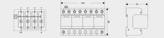 Carril DIN del dispositivo de protección contra rayos contra sobretensiones SPD de BR-25GR 4P SPD de CA de 35 milímetros