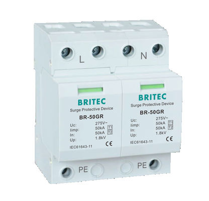 BRITEC BR-50GR 3P Tipo 1 Pararrayos 50ka Dispositivo de protección contra sobretensiones spd t1 t2 ac
