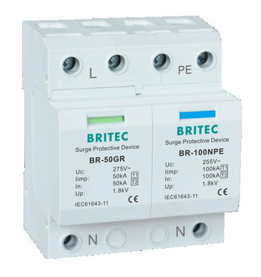 BRITEC BR-50GR 3P Tipo 1 Pararrayos 50ka Dispositivo de protección contra sobretensiones spd t1 t2 ac