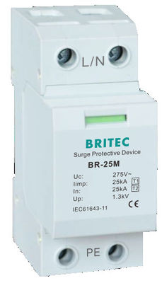 BR-25M 3P+1NPE 25kA T1+T2 arrester de sobretensiones de varistor B+C Protector contra rayos de baja tensión de 3 fases AC Spd