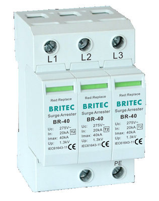 BRITEC BR-40 4P Dispositivo de Protección contra Sobretensiones Trifásico SPD Protector contra Rayos Fabricante de protectores contra sobretensiones de China
