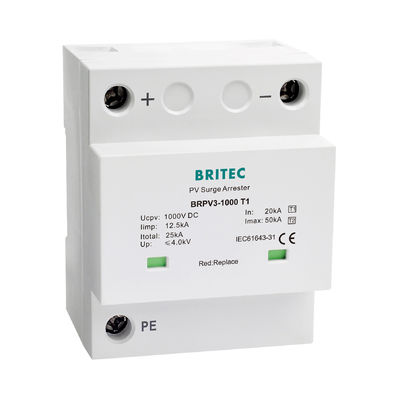 BRPV3-1000-5 T1 50kA DC 1000V 5kA Tipo 1+2 Protector de sobretensiones fotovoltaicas arrester de sobretensiones dispositivo de protección solar contra sobretensiones t1 t2 dc SPD SPD fotovoltaico