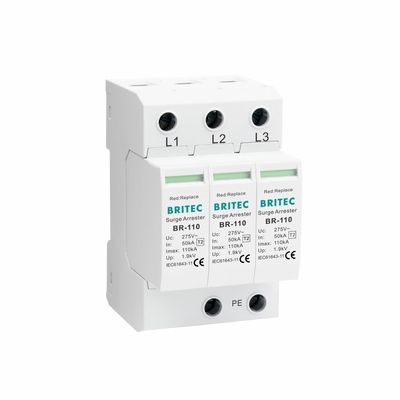 BR-110 4P OEM Tipo 2 Protector contra sobretensiones 275v Dispositivo de protección contra sobretensiones arrester de varistor SPD arrester de sobretensiones de 4 polos