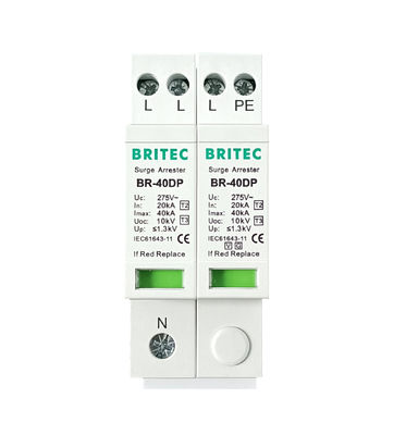 BRITEC BR-40DP 275 3+1P Tipo 2 Protección contra las sobretensiones de China arrester de sobretensiones de fábrica arrester de rayos ac