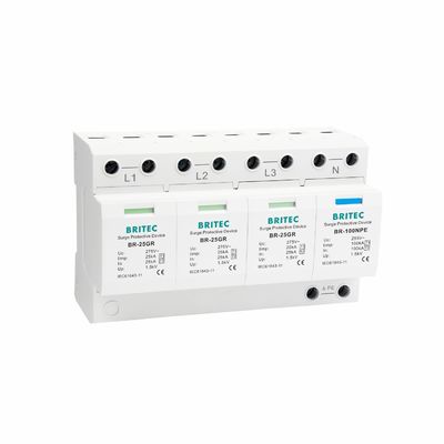 BR-25GR 3P+1 Tipo 1 Protección contra sobretensiones Dispositivo de protección contra sobretensiones de potencia de 3 fases SPD Relámpago Arrester intervalo de chispas spd Enchufe-en el arrester de sobretensiones eléctrico Spd