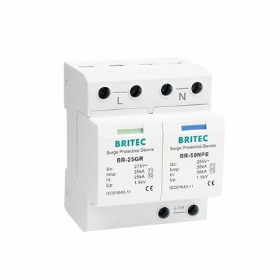 BR-25GR 3P+1 Tipo 1 Protección contra sobretensiones Dispositivo de protección contra sobretensiones de potencia de 3 fases SPD Relámpago Arrester intervalo de chispas spd Enchufe-en el arrester de sobretensiones eléctrico Spd