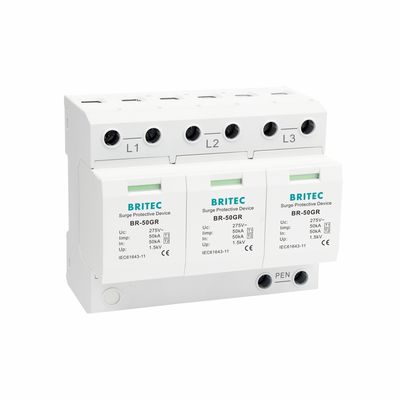 Dispositivo de protección contra sobretensiones tipo 1 BR-50GR 4P Protector contra sobretensiones 50kA Protector contra sobretensiones descargador enchufable tipo 1 SPD protector contra sobretensiones protector contra sobretensiones T1 AC Protector contra sobretensiones trifásico