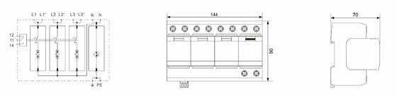 BR-50GR 3P+1 Dispositivo de protección contra sobretensiones Clase 1 Protector contra rayos SPD 50ka Dispositivo de protección contra sobretensiones tipo 1
