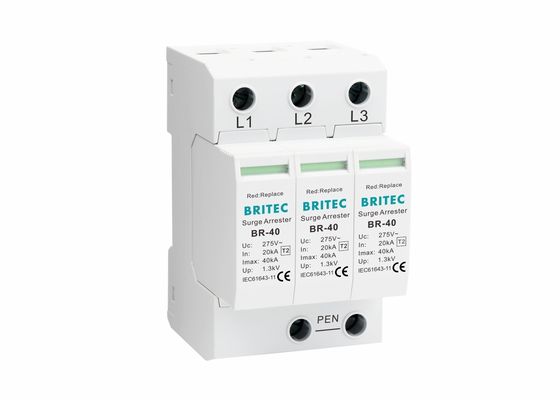 IEC 61643 Clase II 3P Dispositivo de protección contra sobretensiones tipo 2 SPD 40kA para protección contra rayos