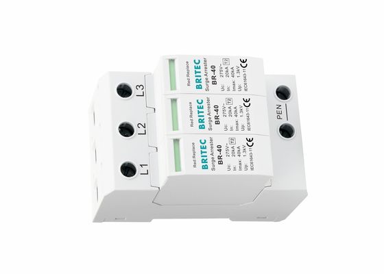 IEC 61643 Clase II 3P Dispositivo de protección contra sobretensiones tipo 2 SPD 40kA para protección contra rayos