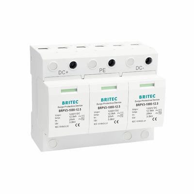 Dispositivo de protección contra sobretensiones DC BRPV3-1000-6.25 1000V 40kA SPD solar fotovoltaico dispositivo de protección contra sobretensiones solar protección contra sobretensiones protección contra sobretensión DC Protector de sobretensión DC Tipo 1+2 protector de sobretensión PV spd dc t1 t2