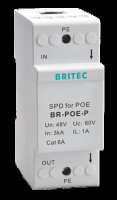 BR-POE-M Protector contra sobretensiones RJ45 48V, protector de sobretensiones Ethernet, protector de sobretensiones de datos POE Power Over Ethernet, POE Gigabit 1000mbps, Rj45 Ethernet, protector de sobretensiones para exteriores, salida de red industrial, metal