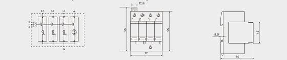 BR-40 3 + 1 440 Tipo 2 Protector contra sobretensiones Carril din Protección contra sobretensiones Carril din Pararrayos Pararrayos 40kA spd