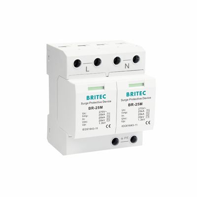 BRITEC BR-25M 3+1 Dispositivo de protección contra sobretensiones de tipo 1 con módulo conectable de 25kA Iimp Protector contra sobretensiones de tipo 1