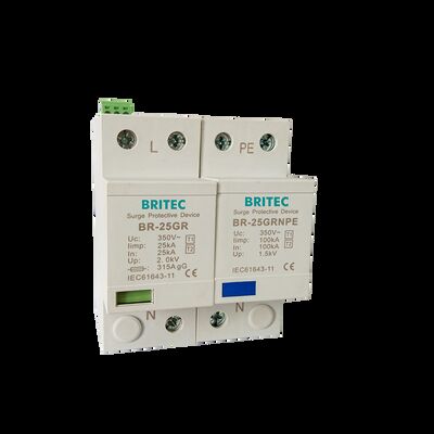 BR-50GR 1+1 Dispositivo de protección contra sobretensiones de bajo voltaje Protección contra sobretensiones de puesta a tierra Protección contra sobretensiones Sistemas eléctricos industriales descargador de chispas