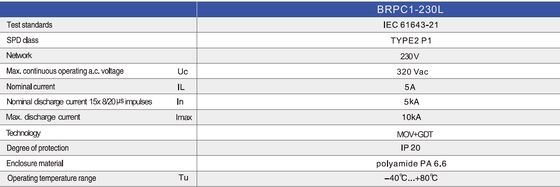 BRPC1-230L Protectores de sobretensiones de 10kA para LED Protector de sobretensiones de CA para LED Sistema de iluminación Protección de iluminación LED