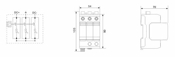 BRPV3-1500-6.25 Modulo 3 de retención de sobretensiones fotovoltaicas Dispositivo de protección Tipo 1+2 Protector de sobretensiones fotovoltaicas Sistemas de energía solar spd 1500v dc t1 t2 Solar Dc Spd pv Protector de sobretensiones fotovoltaicas Tipo 1+2