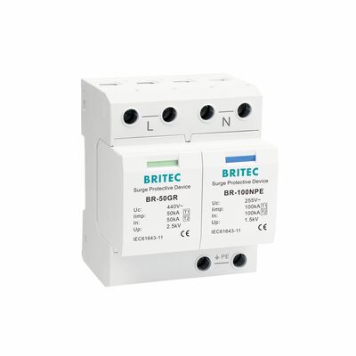 BR-50GR 3+1 OEM ODM intervalo de chispas 50ka Dispositivo de protección contra sobretensiones de baja tensión eléctrica Clase 1 Arrester de sobretensiones tipo 1 spd Dispositivos de protección contra sobretensiones tipo 1 SPD Red de distribución eléctrica de baja tensión LV