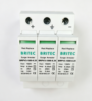 BRPV3-1500-6.25 Dispositivo de protección contra sobretensiones de corriente continua de alta velocidad (SPD) solar de alta velocidad (SPD) de alta velocidad (SPD) de alta velocidad (Wenzhou arrester) de 1500 V con 3 polos de alta velocidad (SPD) de 500 V de alta velocidad (T1 T2) Tipo 1 Precio