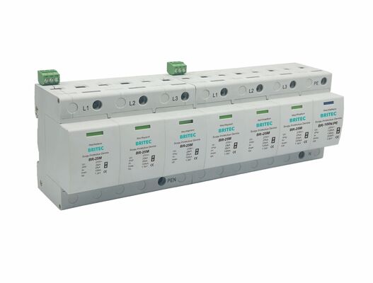 BR-25M 275 6+1 Dispositivo de protección contra sobretensiones de tipo 1+2 con protección de 25kA y carcasa termoplástica UL94-V0