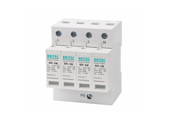 Tipo de voltaje CA 3 fase 5KA 4 polo Protector de sobretensiones 275V SPD para protección de potencia industrial
