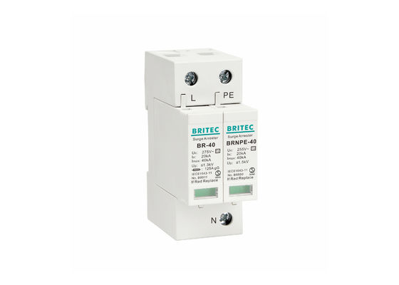 IEC 61643-11 Dispositivo de protección contra sobretensiones de tipo 2 con protección contra rayos de 40kA 1P+NPE y montaje DIN Rail