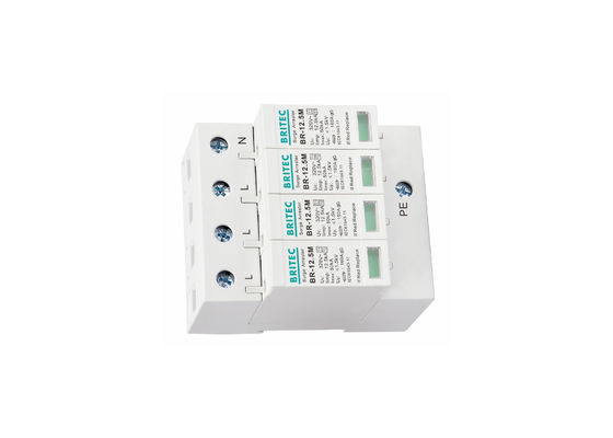 12.5kA Tipo 1 + 2 320V 4P Protector contra sobretensiones para el hogar Protección contra rayos