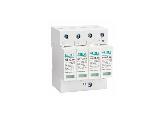12.5kA Tipo 1 + 2 320V 4P Protector contra sobretensiones para el hogar Protección contra rayos