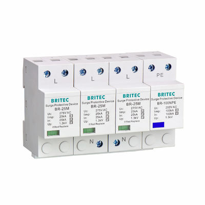 Protector SPD del trueno de los pararrayos B+C SPD 25kA de la oleada del relámpago T1+T2 de BR-25M 2P