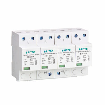 BR-25M 4P 25kA arrester de sobretensiones Tipo 1 arrester de truenos SPD Clase 1 arrester de sobretensiones conectable China rayos