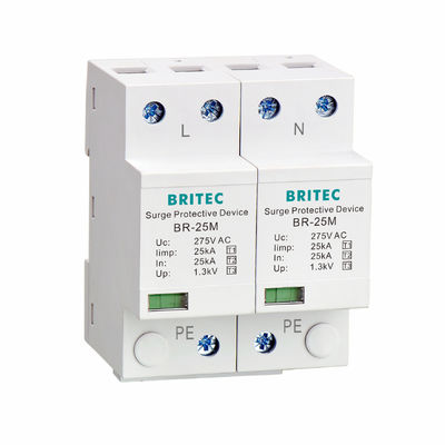 BR-25M 4P 25kA arrester de sobretensiones Tipo 1 arrester de truenos SPD Clase 1 arrester de sobretensiones conectable China rayos