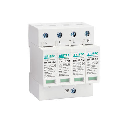 BR-12.5M 3P Tipo 1 Protector contra sobretensiones de 3 fases SPD Protector 12.5kA supresor de sobretensiones industrial