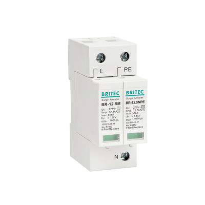 BRITEC BR-12.5M 3P+1 Protección contra sobretensiones 275v Relámpago Arrester Clase I+II dispositivo de protección contra sobretensiones de velocidad rápida