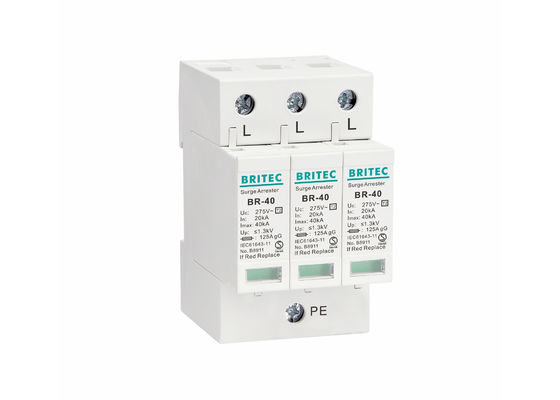 Dispositivo de protección contra sobretensiones tipo 2 SPD 20~40KA pararrayos con montaje en riel DIN de 35 mm