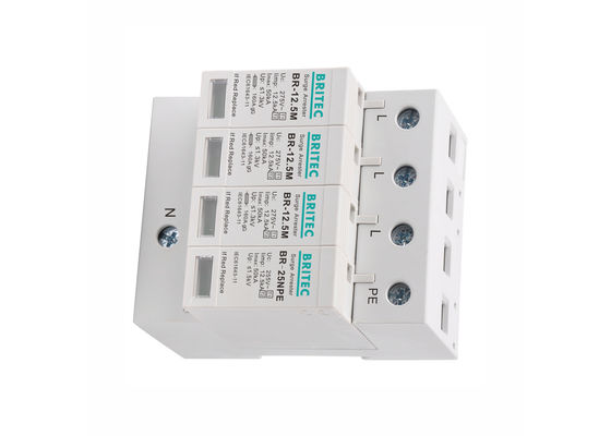 Protector contra sobretensiones trifásico compacto de 12,5 kA Clase B + C SPD con montaje en carril DIN