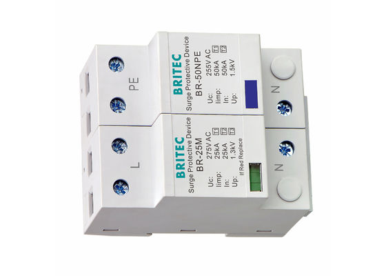 Amortiguador de onda del poder SPD del relámpago de la CA 25KA 1.5KV 1P + NPE B + serie C