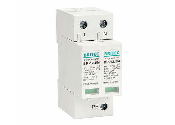 Protector contra sobretensiones de 320 V, detector de rayos 2P DIN, montado en el tren, SPD para protección contra rayos