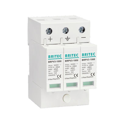 BRPV3-1000 1000V 40kA 3P DC Dispositivo de protección solar fotovoltaica contra sobretensiones