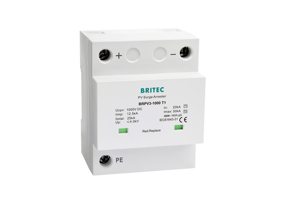 BRPV3 T1 Relámpago PV Arrester Surge 10 / 350 μs Corriente de impulso del rayo
