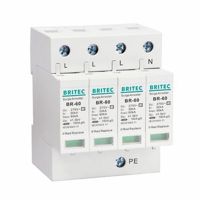 BR275-60 2P 2P ac SPD 60kA Dispositivo de protección contra sobretensiones monofásico pararrayos