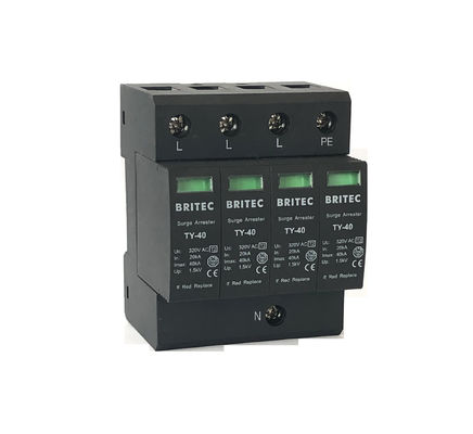 BR-40 tipo - 2 protector negro del trueno del relámpago del dispositivo de protección de los pararrayos de la oleada 3P+1 IP20