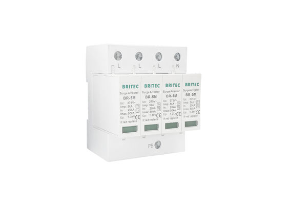 Mecanografíe a voltaje ca El protector de sobretensiones BR-5M 5KA 4 poste 275V SPD del poder de 3 fases