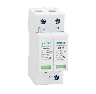 BR-80 275 2P Protector de sobretensiones SPD Arrester AC Clase II Protección contra rayos Supresor de sobretensiones AC